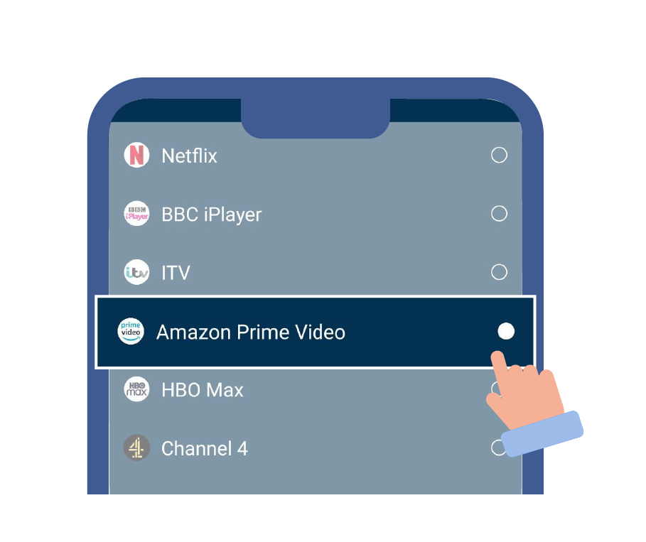 Select the service of your choice from the dropdown list